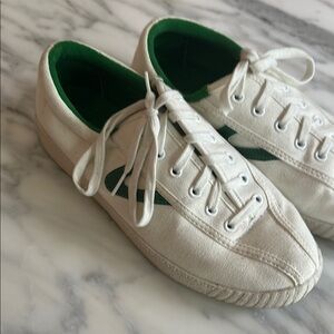 Classic White and Green Women's Sneakers